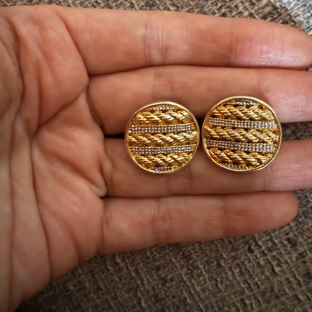 Vintage Gold and Silver Tone Women's Clip-On Earrings - Picture 2 of 5